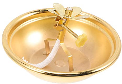 SOLUSTRE Öllampe Buddhistische Vintage Dekor Tempellampe Innenbereich Schreibtisch Schmuck Aus Legierung Mit Öl Für Buddha-licht