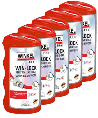 Winkel DVGW-zertifizierter Gewindedichtfaden – 5 X 160 m nicht aushärtendes Dichtband aus Polyamid (nicht PTFE) für Metall - Kunststoffgewinde, sofortige Abdichtung für Sanitärrohre und Armaturen (5)