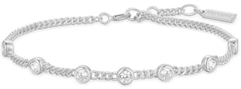 ANIA HAIE Damen Armband MELODIC POET Multi Station Round Stone aus 925 Sterling Silber, besetzt mit 7 runden Zirkonia, Länge 16,5cm + 2cm Verlängerung, inkl. Geschenkverpackung