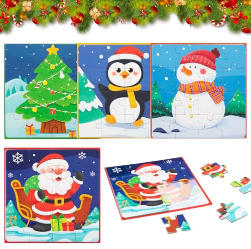 DOWNDRIFT Weihnachten Magnetpuzzles 64 Teile weihnachtspuzzle kinder Mini Puzzle Magnetspiel ab 3 Jahre Kleine Spiele Für Unterwegs Flugzeug Beschäftigung Kinder Für Roadtrip Autofahrt Kindergeschenke