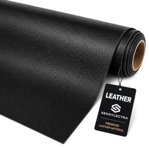 Sensylectra Kunstleder Meterware Schwarz,Wasserdichtes PVC-Leder,Weiches Kunstleder,Gekörntes Lederimitat (160 * 300cm)