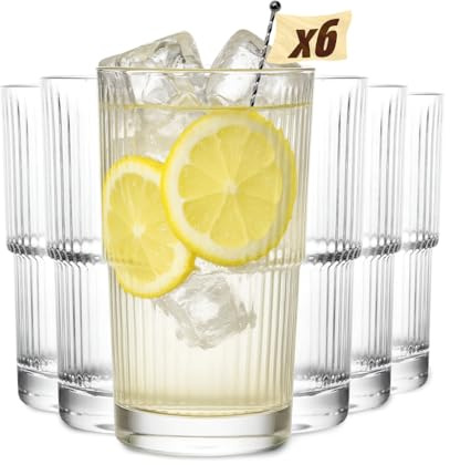 MUVELL 6er Longdrink Gläser Set „Norway“ - 480 ml Latte Macchiato Gläser & Trinkgläser - 3 mm Glasstärke - ideal als Matcha Gläser, Cocktailgläser & Wassergläser - spülmaschinenfest & bruchsicher