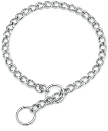 Hundehalsband, Edelstahl, Schlupfkette, Hundehalsband für große Hunde, strapazierfähig, Training, Metall, Martingal-Halsband für große Rassen, Jungen, Mädchen, Silber, L