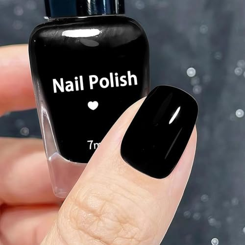 Black Nail Polish Quick Dry, Black Nail Varnish Long-Lasting & Chip-Resistant, Classic Nails Polish for DIY Nails Art and At-Home Manicure No Need Cured Longwear Manicure Coat