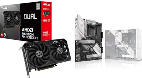 ASUS Dual Radeon RX 9060 XT 16GB GDDR6 Carte Graphique Gaming + ROG Strix B550-A Gaming Carte mère AMD Ryzen AM4 ATX