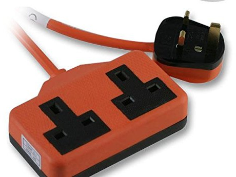 Ex-Pro 2 Gang Way 15m Metre 13A Mains Power Garden/Outdoors Extension Socket Lead Cable Orange Rubber