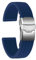 ULLCHRO Gummi Uhrenarmband Ersatzarmband Ersatz Kautschuk Armbanduhr Wasserfest Stripe Pattern - 16mm, 18mm, 20mm, 22mm, 24mm Uhrenband mit Edelstahl Faltschließe (16mm, blau)