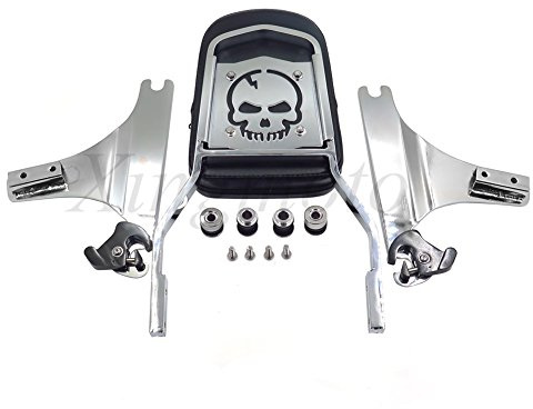 HASkulle AfterMokit Dossier de rechange pour Harley Davidson Softail 1984-2003 Chrome Sissy Bar vertical amovible avec support tête de mort