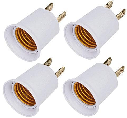 (4PACK) E26/e27 Socket Adapter Converts Outlet to Lamp Socket, 660 Watt, 125 Volt,AC Plug to E26 Two Outlet Light Socket Adapter,White
