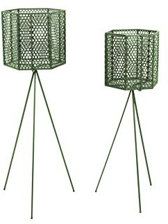 Pt, (Present Time) Blumentopf-Set Mesh Hexagon dunkelgrün, 2er Set