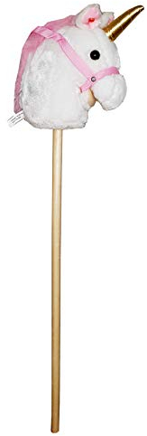 Spiel AG Steckenpferd Einhorn aus Holz mit Plüschkopf und Sound
