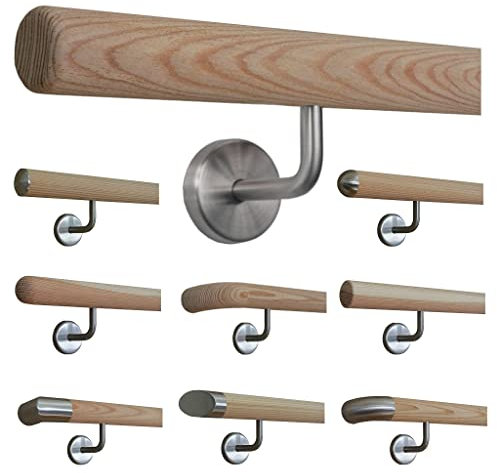 Lärche Handlauf Treppen Geländer Handläufer 30-500 cm aus einem Stück mit Halter Stützen Träger und bearbeiteten Enden 400 mit 5 Halter Radius gefräst