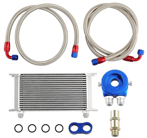 maXpeedingrods Ölkühler 19 Reihen AN10 Anschluss Set Universal Zusatz Kühlung Extern Oil Cooler