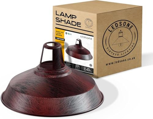 LEDSone Retro Metall Lampenschirm für rustikale rote Pendelleuchten Schutz Vintage Industrieller Lampenschirm 30cm