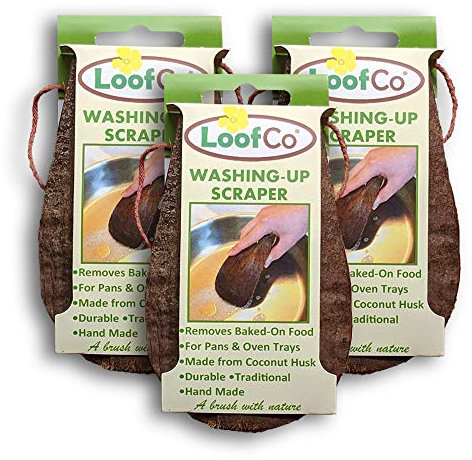LoofCo Washing-Up Scraper SET OF 3, coconut husk, single x 3