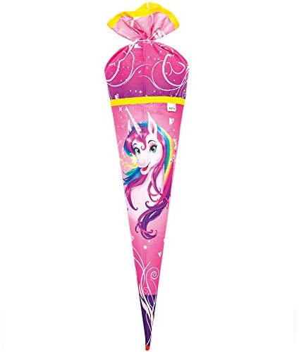 ROTH Schultüte Stoffwunder - Einhorn-Portrait 70 cm groß - rund Stoffschultüte Spitze