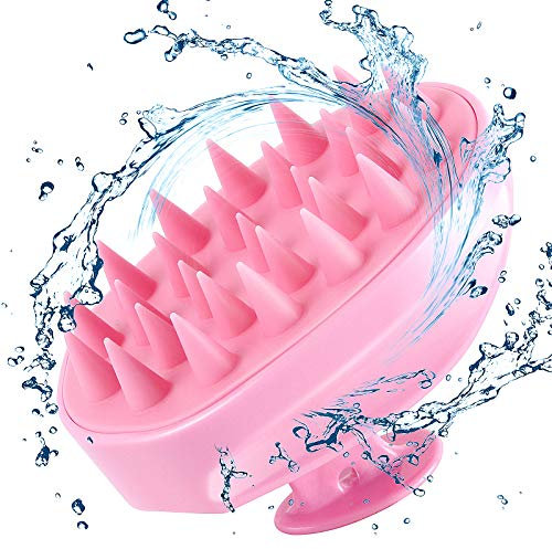 Scalp Massager Shampoo Brush, Soft Silicone No Flaky Scalp Brush for Wet or Dry Hair, Head Scrubber Scalp Exfoliator Anti Dandruff Brush(Pink)