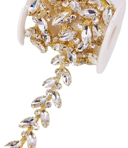 Phicmanlo Strassverzierung zum Nähen, Basteln, Schmuckherstellung, Basteln, Hochzeit, Party, Verzierungen (Gold)