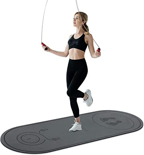 dofopo Jump Rope Mat 71''x24'' Exercise Fitness Mat, Non-Slip Indoor Outdoor Crossrope Mat, 6mm Thick High-Density Workout Jump Rope Pad for Home Gym Flooring Concrete Jumping Rope, Grey