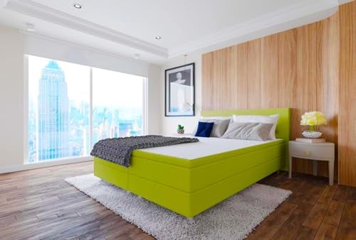 Best For Home Boxspringbett Polsterbett Sawana mit Bonellfederkern-Matratze und Topper Schlafzimmer (Pistazie, 180x200cm)