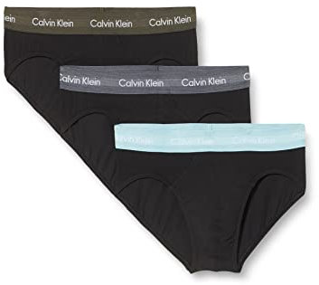 Calvin Klein Hip Brief 3pk 0000u2661g, Slip a Vita Bassa Uomo, Nero (B-Shoreline/Clem/Travertine WB), S (Pacco da 3)