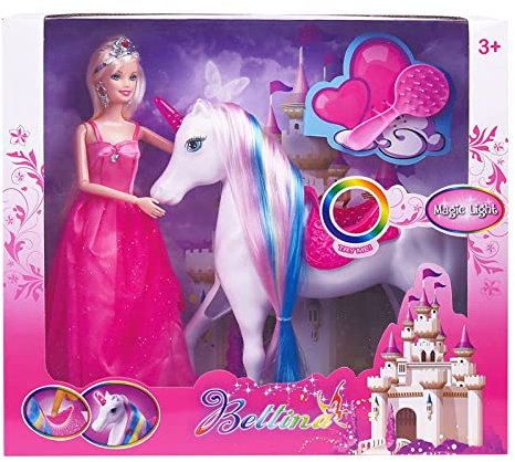 Magic Light Up Unicorn Princess Doll Set, Princess Unicorn Toy, Gifts for 3 4 5 6 Year Old Girls Boys Christmas Birthday Gift