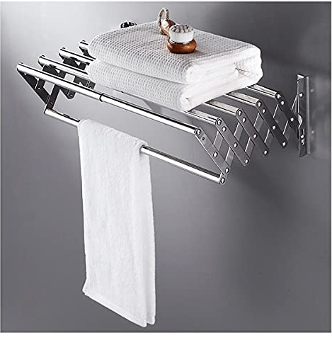 WXXGY Porte-Serviettes Sèche-Linge Pliant Sèche-Linge Porte-Serviettes Double Étagère À Serviettes Murale Barre Ou Support Dans La Salle Den Ou La Cuisine Vis En Acier Inoxydable Extensible Montage/A