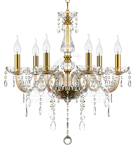 Ridgeyard - Lámpara de techo (6 luces), diseño barroco, color dorado