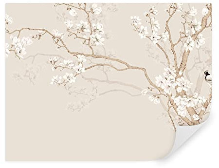 TAPEKO Papier Peint Panoramique Arbre Premium 400x280 cm style 3D Arbre en Fleurs et Oiseaux Papier Peint intissé pour Chambre Salon Décoration Murale u25842