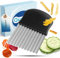 Quelcc Wellenschneider für Gemüse und Obst, Wellenschneider für Pommes, Edelstahl Kartoffelschneider, Professionelles Riffelmesser für Erwachsene & Kinder für Pommes Kartoffeln Gemüse Obst(Schwarz)