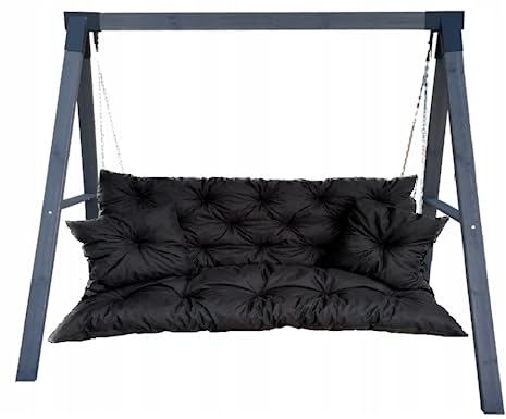 Waterproof Outdoor Palettenkissen | Hollywoodschaukel Auflage | Bankauflage | Sitzkissen and Rückenkissen | Pallettenpolstern | Lounge Kissen Outdoor 180 x 110 cm(180x60x50 cm) Inkl. 2 kissen Schwarz