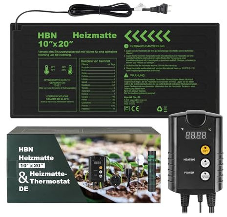 HBN Heizmatte für Pflanzen mit Thermostat, Wärmematte für Sämling und Samen, Zimmergewächshaus Heizkissen Amphibien Pet Mat Wärmer Bett Matte, 50 x 25.7cm
