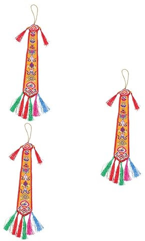 ERICAT 3 pcs tambourine banner outdoor decor car trim out door decor nepal table flag prayer flag banner Nepalese Style Flag Pendant cloth Nepalese Themed Flags Banner Pendant Scene Decor/2636