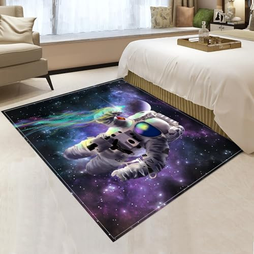 Kinderzimmer-Astronauten-Deko-Teppich, Kreativer Stern-Reise-Weltraum-Traum-Teppich, Leicht Zu Reinigender Jungen- Und Mädchen-Teppich, Kinderzimmer-Studio-Deko-Teppich-70x120cm
