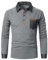 UUAISSO Poloshirt Herren Langarm Polo Shirts Baumwolle Farbe Nähen Tasche T-Shirt Slim Fit Golf grau XL