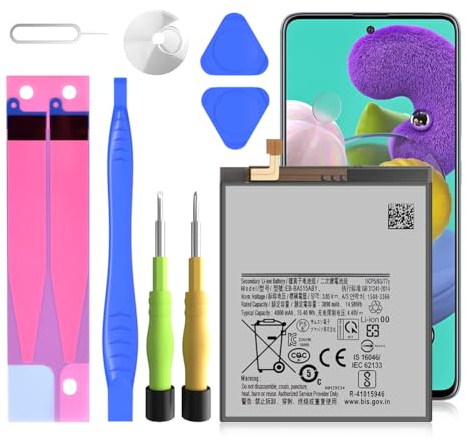 Akku für Samsung Galaxy A51, 4000mAh EB-BA515ABY Interner Ersatzakku Hohe Kapazität für Samsung Galaxy A51 SM-A515F SM-A515F/DS, mit Reparatur Toolkit