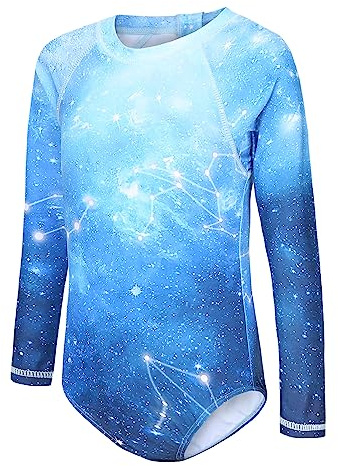Aisyee Maillot de Bain Fille Manches Longues Rashguard Maillot de Bain pour Surf Natation Séchage Rapide Anti UV 7 8 Ans