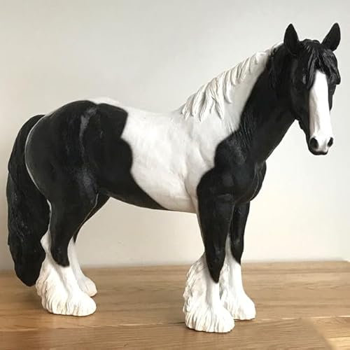 Animal Crackers Leonardo Large (26cm long) Piebald Black & White Cob ornament, great coloured horse or pony lover gift