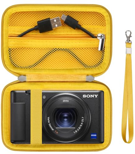 Supmay Kamera Fall für Sony Vlog Kamera ZV-1F | ZV-1 | ZV-1 II Digitalkamera, Speicherhalter Reisetasche mit Reißverschluss Mesh Tasche für Batteriepack, Ladekabel, USB-Karte, Gelb