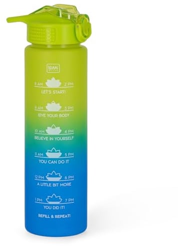 Legami Motivierende Trinkflasche 1 l – Love Yourself, Trinkflasche mit Zeitplänen zum Trinken, ideal für Sport, Hydratation, luftdicht, wiederverwendbar, robust, BPA-frei, mit Strohhalm, GBT0002