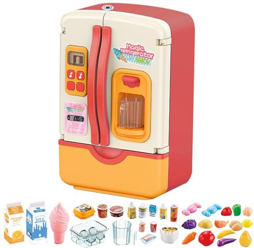 Juguete De Nevera En Miniatura, Juguete De Juego De Refrigerador De Material ABS De 22 * 10,5 Cm, 39 Piezas De Juego De Cocina De Juego Seguro Y, Múltiples Espacios De Almacenamiento Juguete