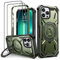 Lanhiem Handyhülle für iPhone 11 Pro Hülle mit 2 Stück Panzerglas und 360° Ring Ständer, Militärischer Stoßfest Schutzhülle für iPhone 11 Pro Case, Grün