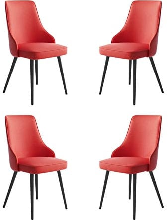 Set mit 4 schwarzen PU-Lederstühlen für Küche und Esszimmer, wasserdichte Lounge, Thekenstühle mit schwarzen Beinen, Heimstuhl für Wohnzimmer