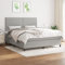 Willood Boxspringbett mit Matratze Hellgrau 160x200 cm Stoff Flach mit Nägeln Hohes Kopfteil