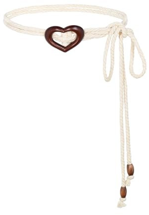 TeeYee Damen Quaste Gürtel Boho Style Flechtgürtel Mädchen Bauchkette Taillengürtel Bindegürtel Schmaler Gürtel für Kleid Belt Women Weiß