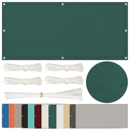 Sonnensegel 4x8M Wasserdicht Rechteckig Mit Ösen - Multi Farbe und Größe, UV Schutz für Balkon, Terrasse, Garten - Schwer, Dunkelgrün