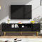KOMHTOM Meuble TV noir avec tiroirs et pieds dorés pour chambre à coucher, salon (noir + doré)