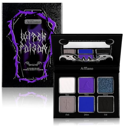 Afflano Goth Palette Ombretti Viola Blu, Multicromo Blu Viola Opaco Nero Bianco Grigio Scuro Occhio Ombra, Goth Eyeshadow Palette Trucco Di Halloween Per Costume Joker Clown Sfx Cosplay Trucco
