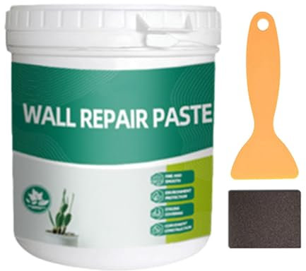 Spachtelmasse Weiß Innen, 600g Wandreparatur Creme, Wandausbesserungs Paste, Grosse Kapazität Trockenbauflicken Reparaturset mit Schaber, Wandlochfüller, Schnell für die Reparatur von Rissen