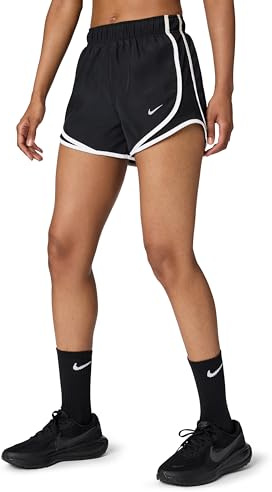 Nike Women's Tempo Dri-Fit Mid-Rise Brief-Lined Running Shorts, Black/Black/White/Reflective Silver, Large